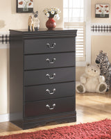 Huey - Black - Five Drawer Chest