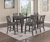 D160 - 7 Piece Dining Room Set (Counter Height Table With 6 Counter Chairs) - Gray