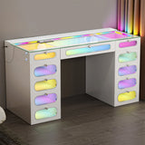 Priscilla Vanity Desk-11 Glass Fronted Drawers with Crystal Handles