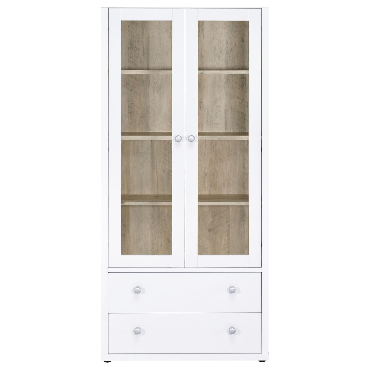 Hawthorne - 4-Shelf Glass Door Tall Cabinet With Drawers