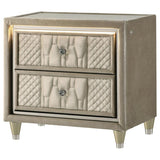 Lorient - 2-Drawer LED Nightstand With USB - Ivory And Camel