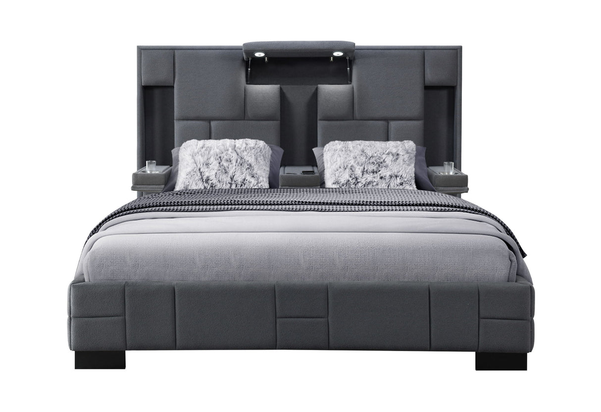 Oscar - King Bed Without Wood Trim - Dark Gray