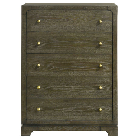 Gran Park - 5-Drawer Bedroom Chest Of Drawers - Dark Cocoa