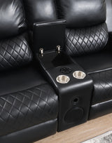 U126 - LED Reclining Loveseat With Bluetooth Speaker - Black