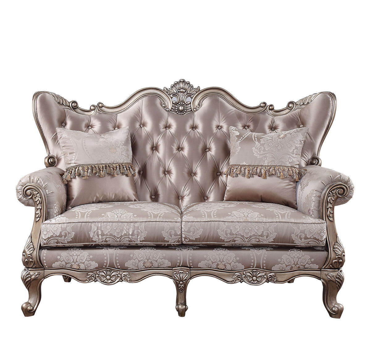 Jayceon - Loveseat With 2 Pillows - Fabric & Champagne