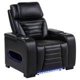 Zuma - Faux Leather Upholstered Dual Power LED Recliner - Black
