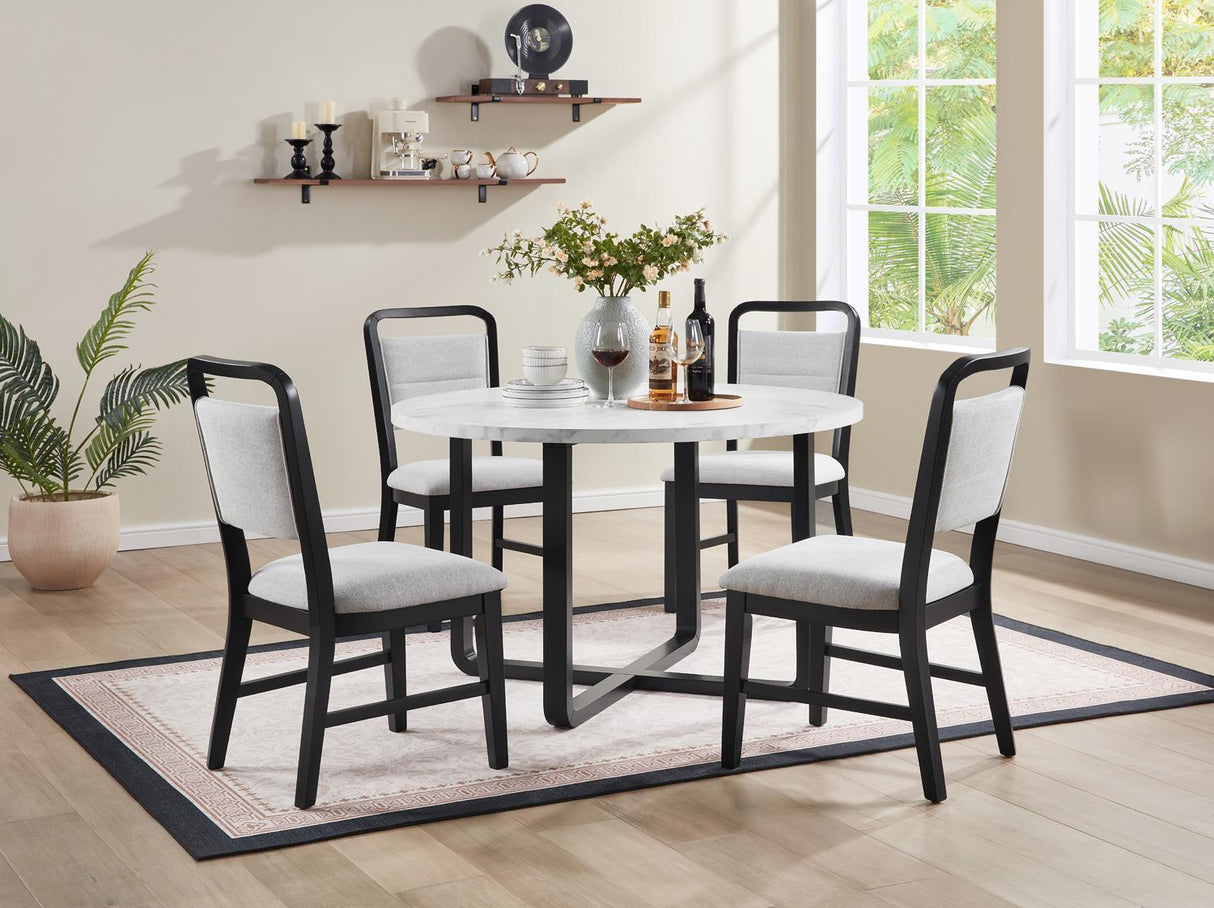 D180 - 5 Piece Dining Room Set (Table & 4 Side Chairs) - Black / White
