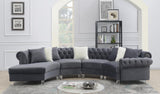U291 - Velvet 4 Piece Sectional - Dark Gray