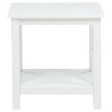 Skyview - Square Pine Wood Side End Table With Shelf - White