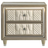 Lorient - 2-Drawer LED Nightstand With USB - Ivory And Camel
