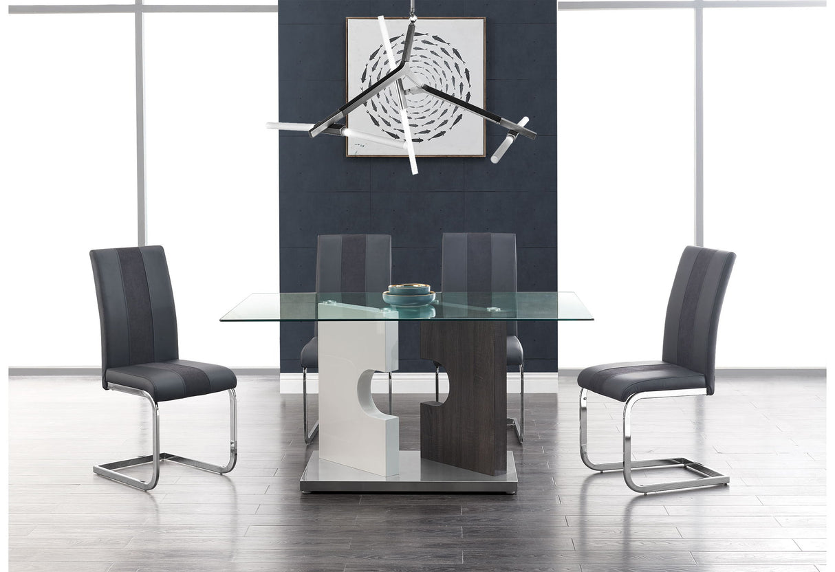 D219 - Dining Table - Clear / White