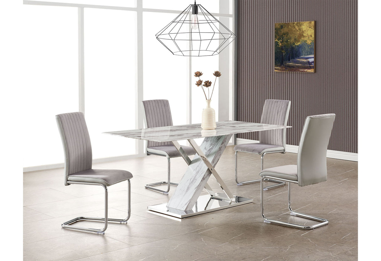 D1274 / D4957 - 7 Piece Dining Room Set (Dining Table And 6 Dining Chairs) - Silver