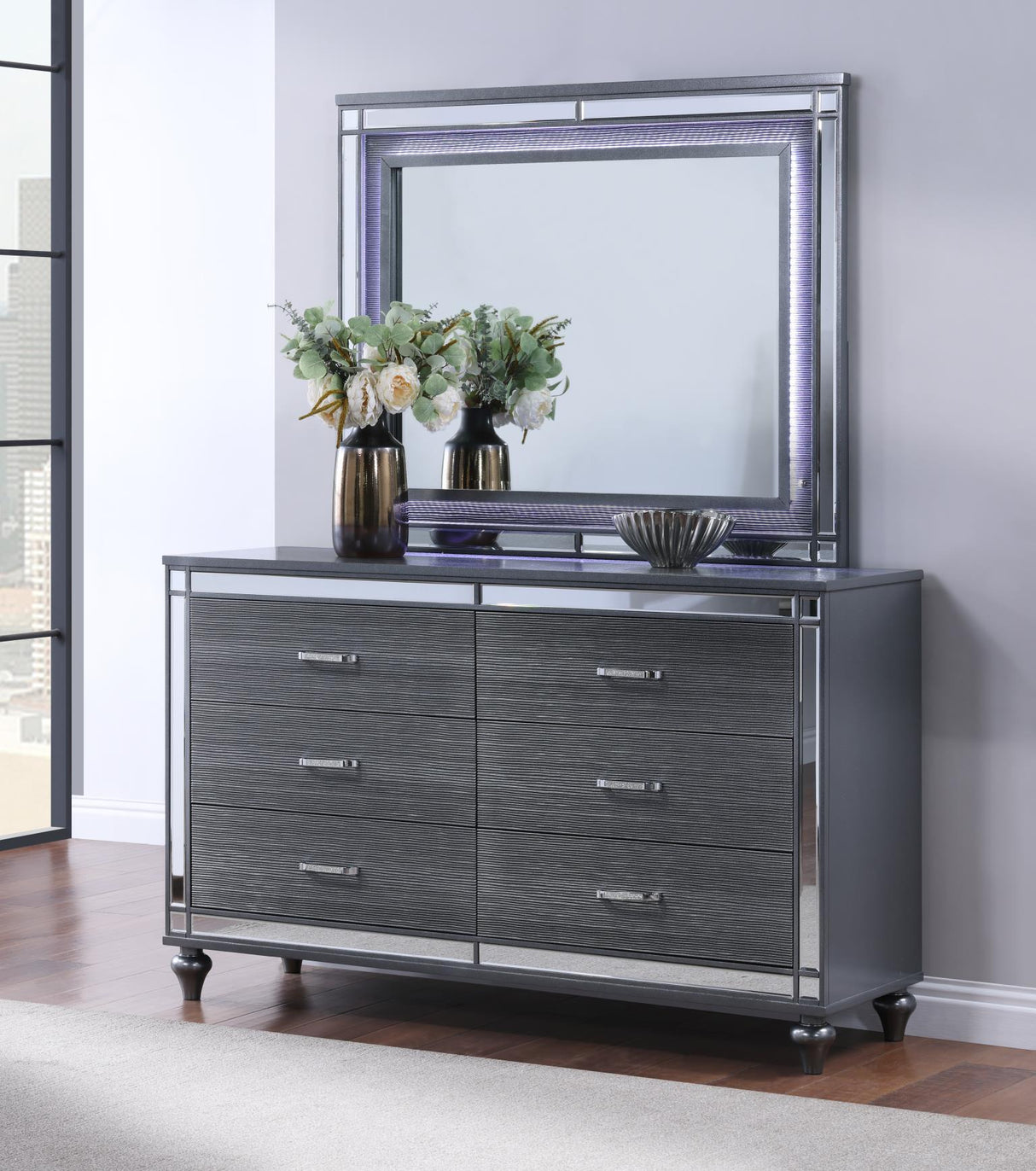 B223 - LED Mirror - Charcoal Gloss
