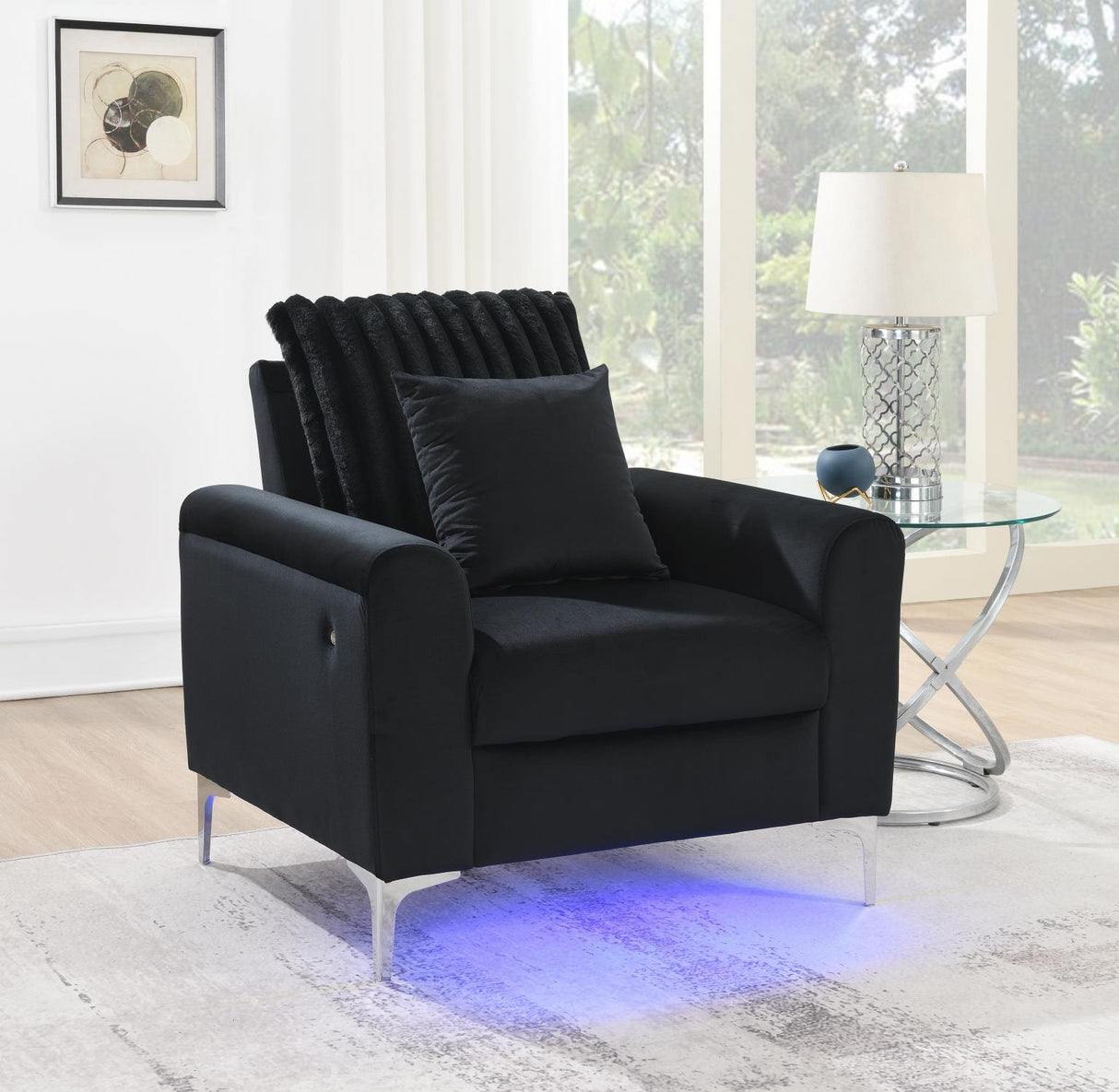U480 - 3 Piece Living Room Set (Sofa, Loveseat, Chair) - Black