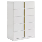 Ines - 5-Drawer Bedroom Chest Of Drawers - White High Gloss