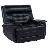 Hewitt - Leather Upholstered Dual Power Recliner Chair - Black