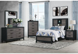 Lisbon - 5 Piece Twin Bedroom Set (Bookcase Twin Bed) - Black / Gray