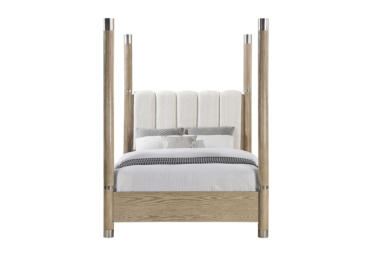 Santo - Queen Poster Bed - Light Brown