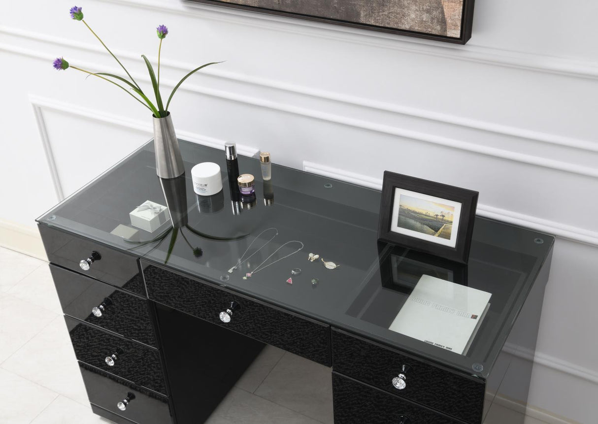 G-316 - Glamour Vanity Set (Dresser + Mirror Bluetooth Speaker With Lights) - Black