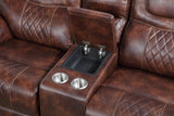 U125 - Motion Sofa With Dropdown Table - Brown