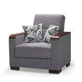 Ottomanson Armada X - Upholstered Convertible Wood Trimmed Armchair With Storage - Polyester