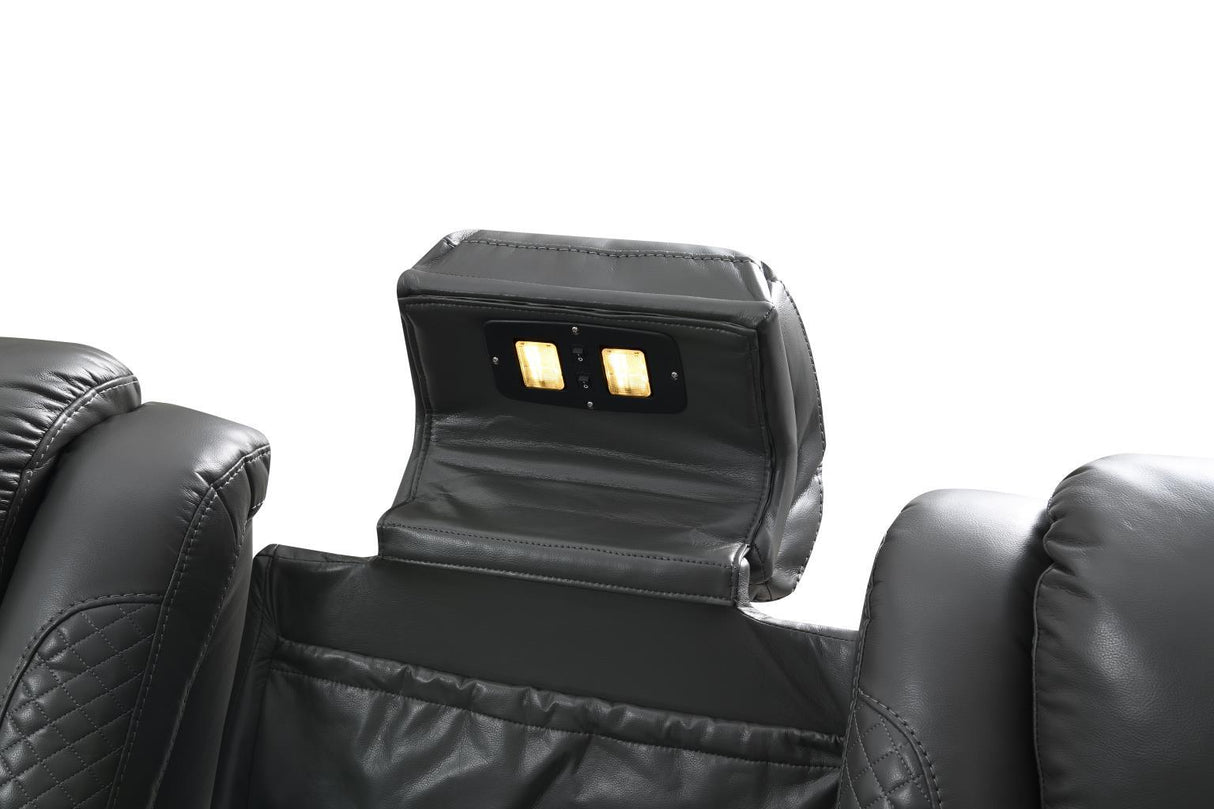 U93 - LED Power Reclining With Power Headrest, Bluetooth Speaker, And Drop Down Table Loveseat - Dark Gray