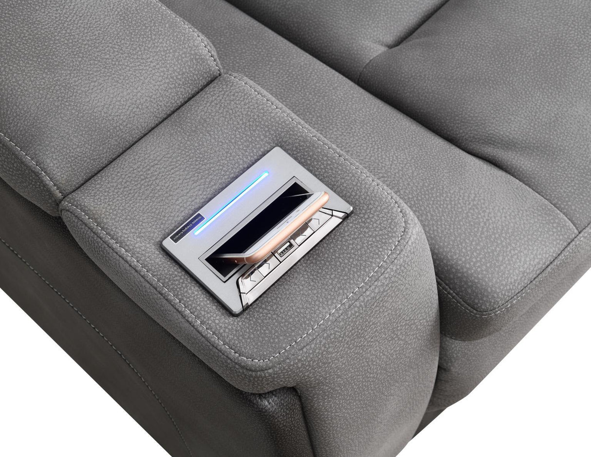 U77 - Power Reclining With Power Headrest, Storage Arms / USB And Wireless Charger Chair - Slate