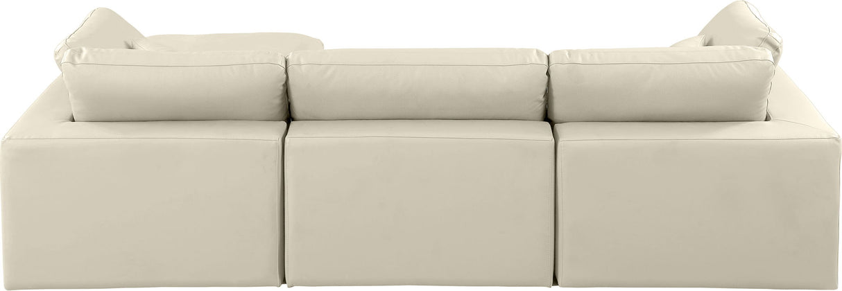 Comfy - 4 Piece Faux Leather Modular Sectional With Chaise