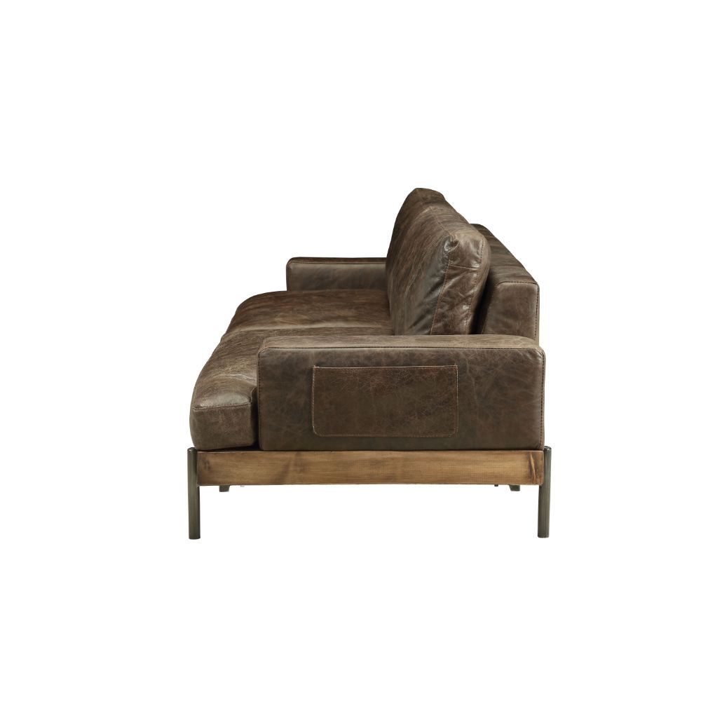 Silchester - Sofa - Distress Chocolate Top Grain Leather & Oak