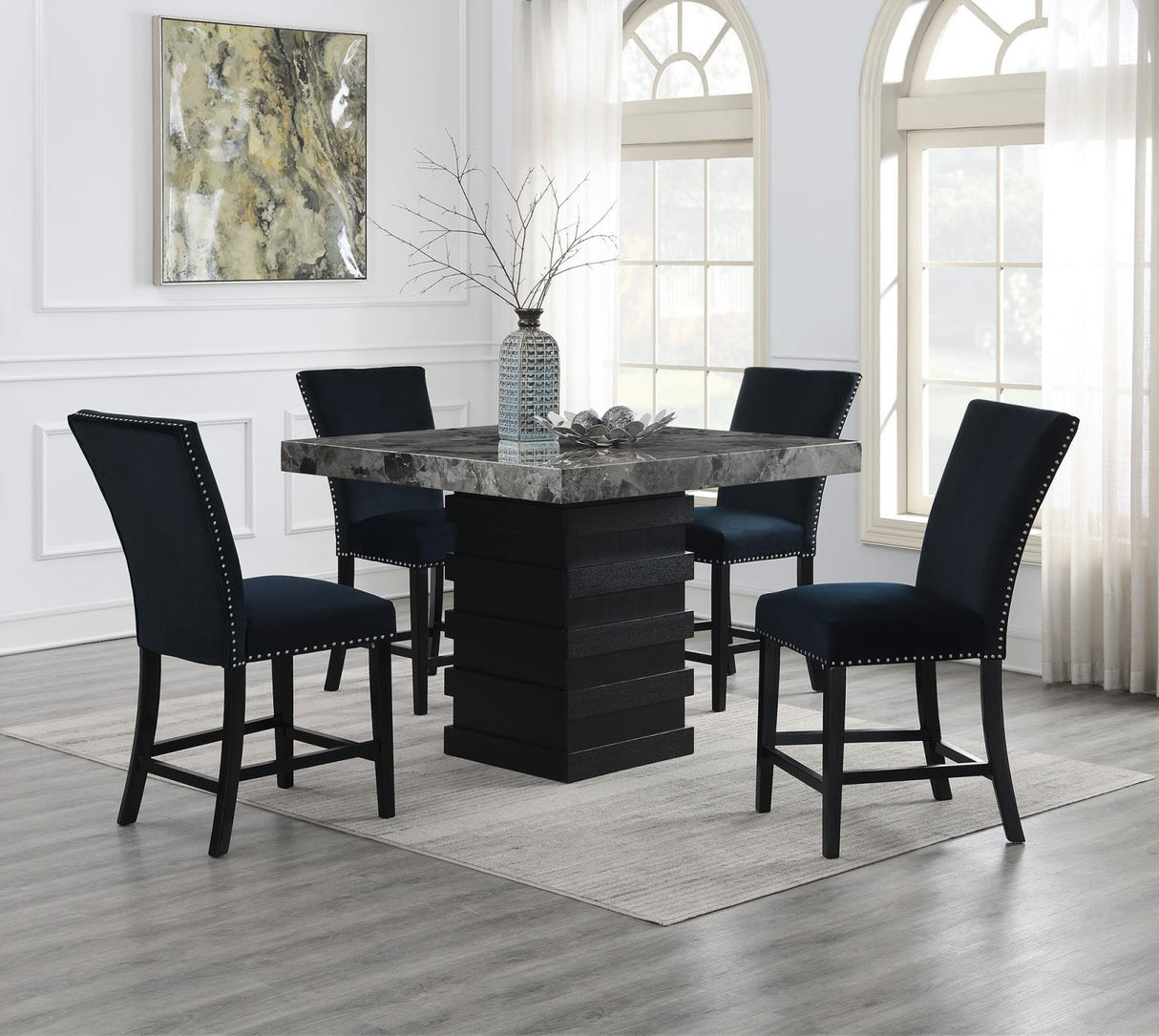 D136 - Faux Marble Counter Table - Gray