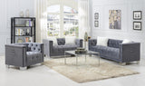 U228 - Loveseat With Two Fur Pillows - Gray