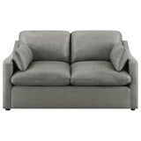 Grayson - Leather Upholstered Sloped Arm Loveseat - Gray