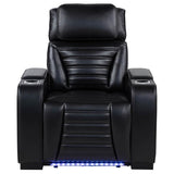 Zuma - Faux Leather Upholstered Dual Power LED Recliner - Black