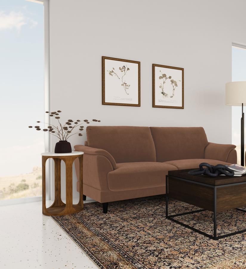 Selma - Velvet Upholstered Crescent Arm Sofa - Rust