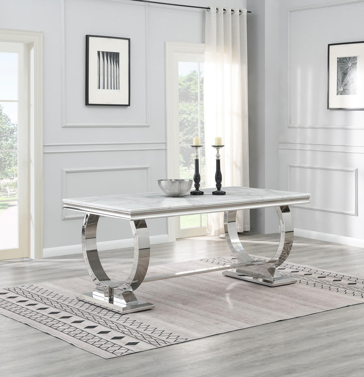 G-082-T-WHITE - Marble Dining Table - White