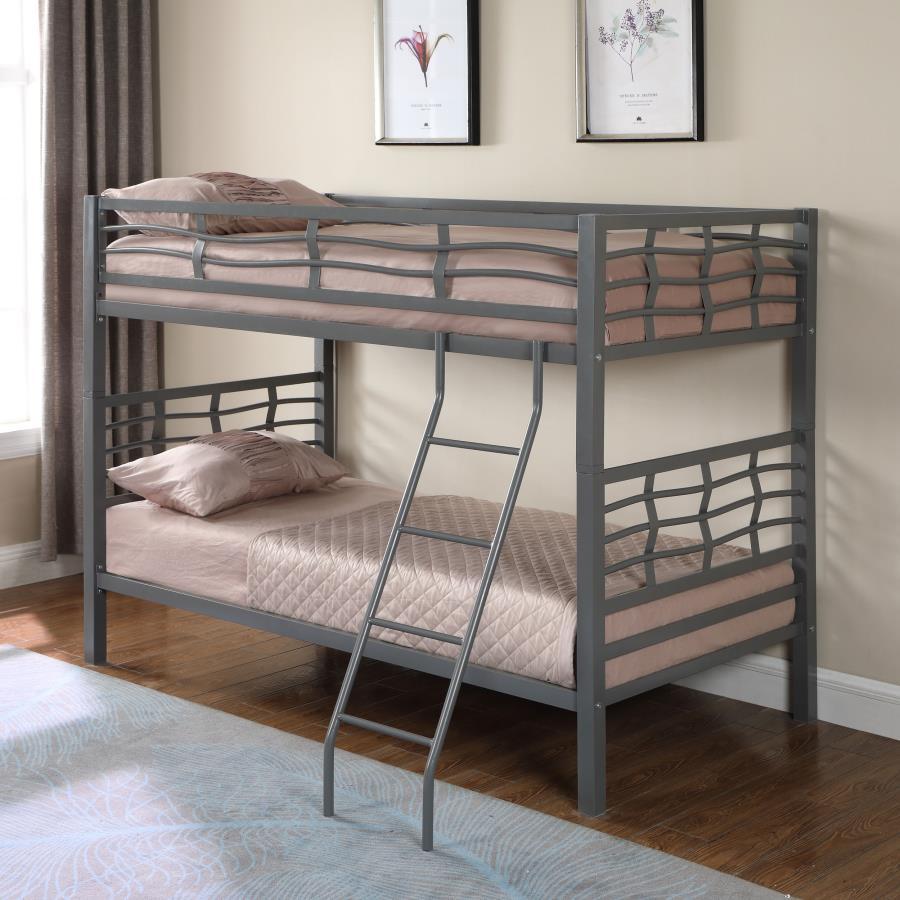 Fairfax - Metal Twin Over Twin Bunk Bed - Light Gunmetal