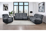 U5914 - 3 Piece Living Room Set (Reclining Sofa / Console Reclining Loveseat / Recliner) - Gray / Black