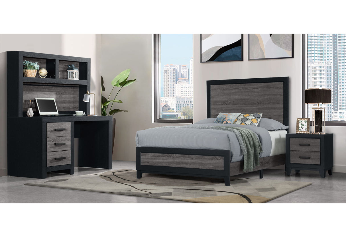 Lisbon - 4 Piece Twin Bedroom Set (Twin Bed, Dresser, Mirror And Nightstand) - Black / Gray