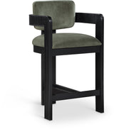 Sacha - Velvet Stool With Black Base