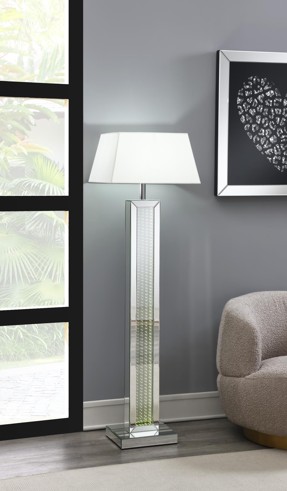 A1010 - LED Floor Lamp (Sold With Lamp Shade A1000-B) - Pearl Silver