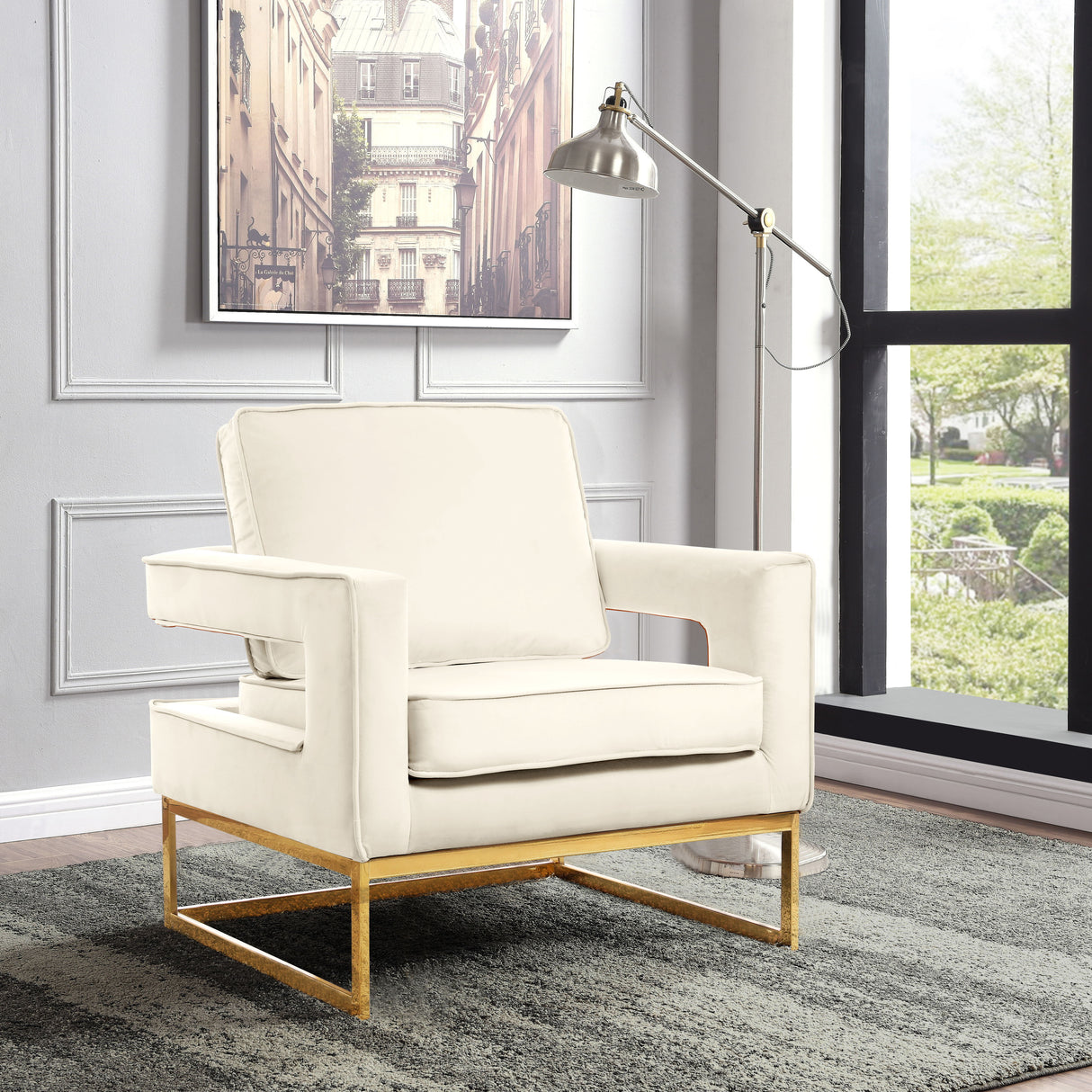 Noah - Accent Chair with Gold Legs
