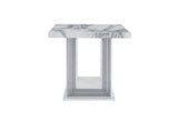 Ylime - Marble End Table - Light Gray / White