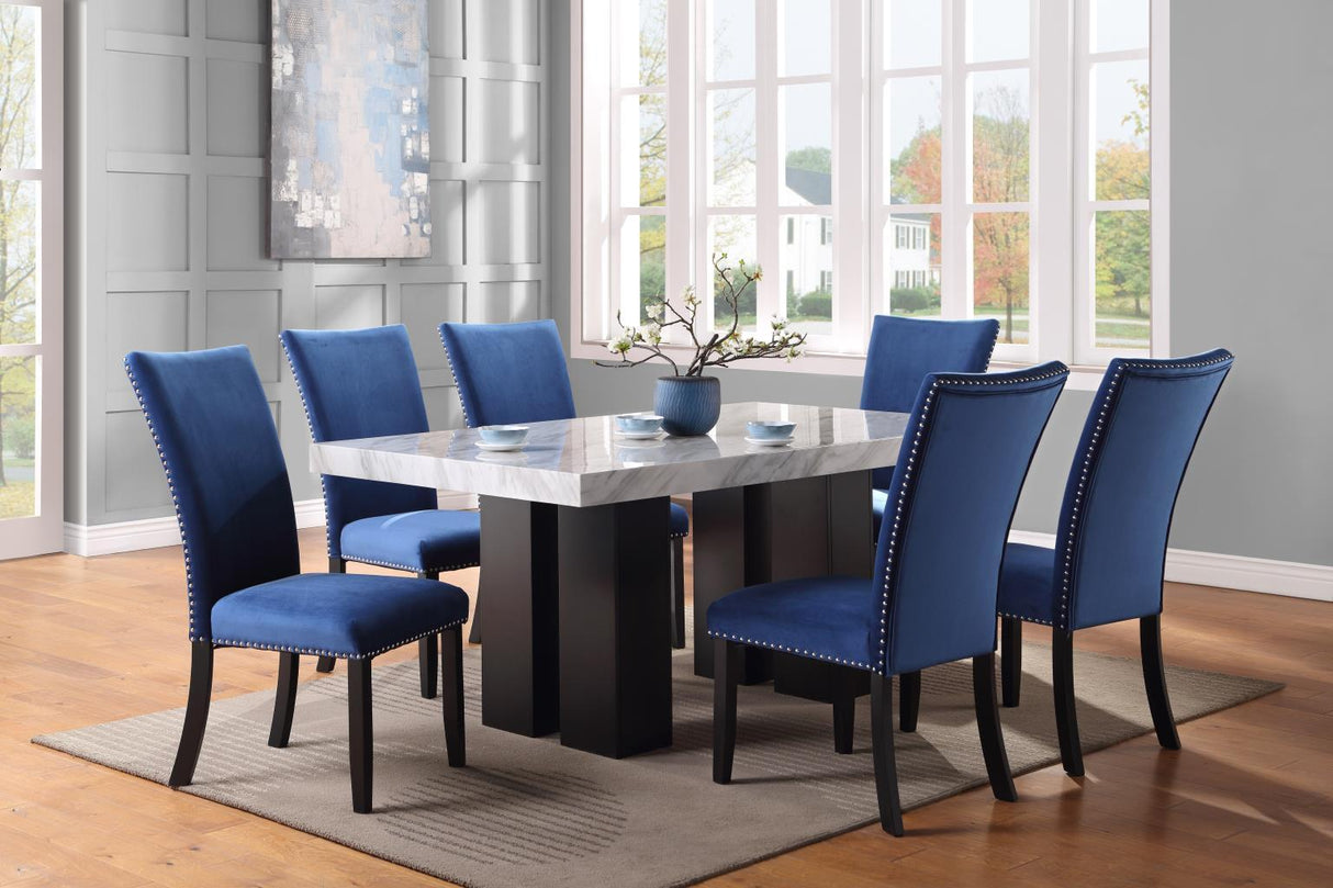 D131 - Faux Marble Dining Table - White