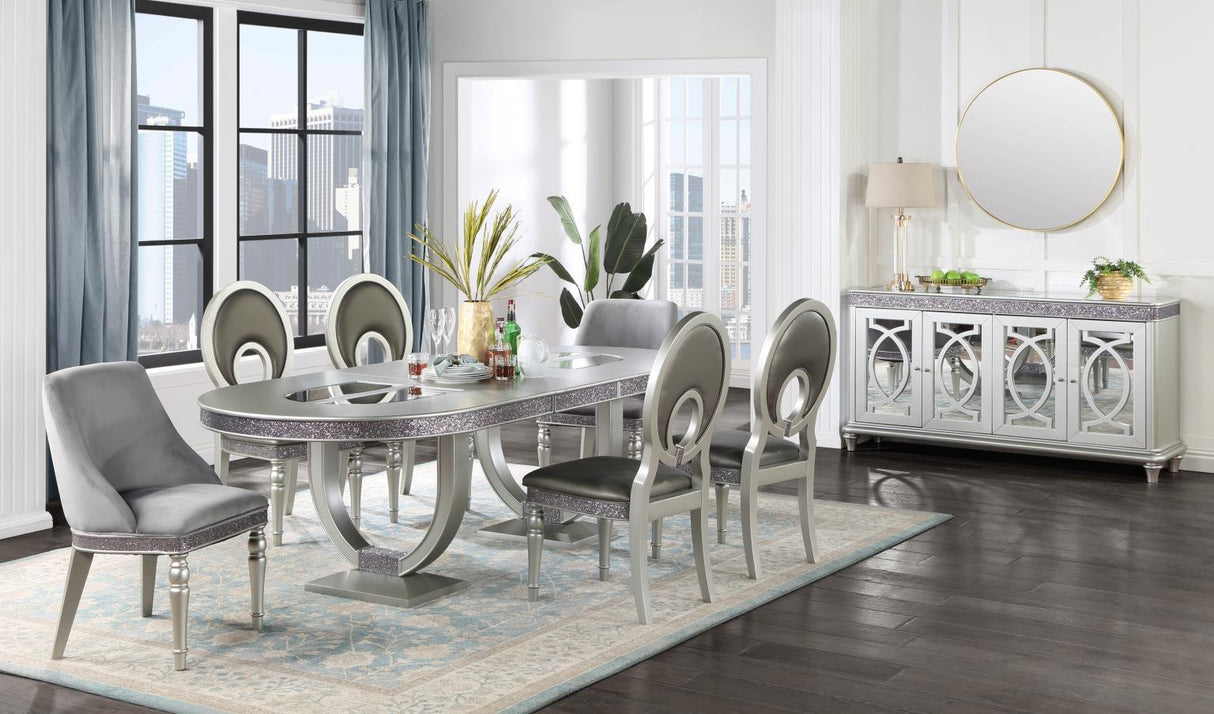 D107 - Oval Dining Table - Shimmer Silver