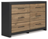 Vertani - Black / Honey Brown - Six Drawer Dresser