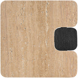 Ravenna - Genuine Travertine Top And Oak Wood Base Table