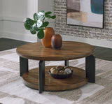 Kraeburn - Round Cocktail Table - Brown / Black