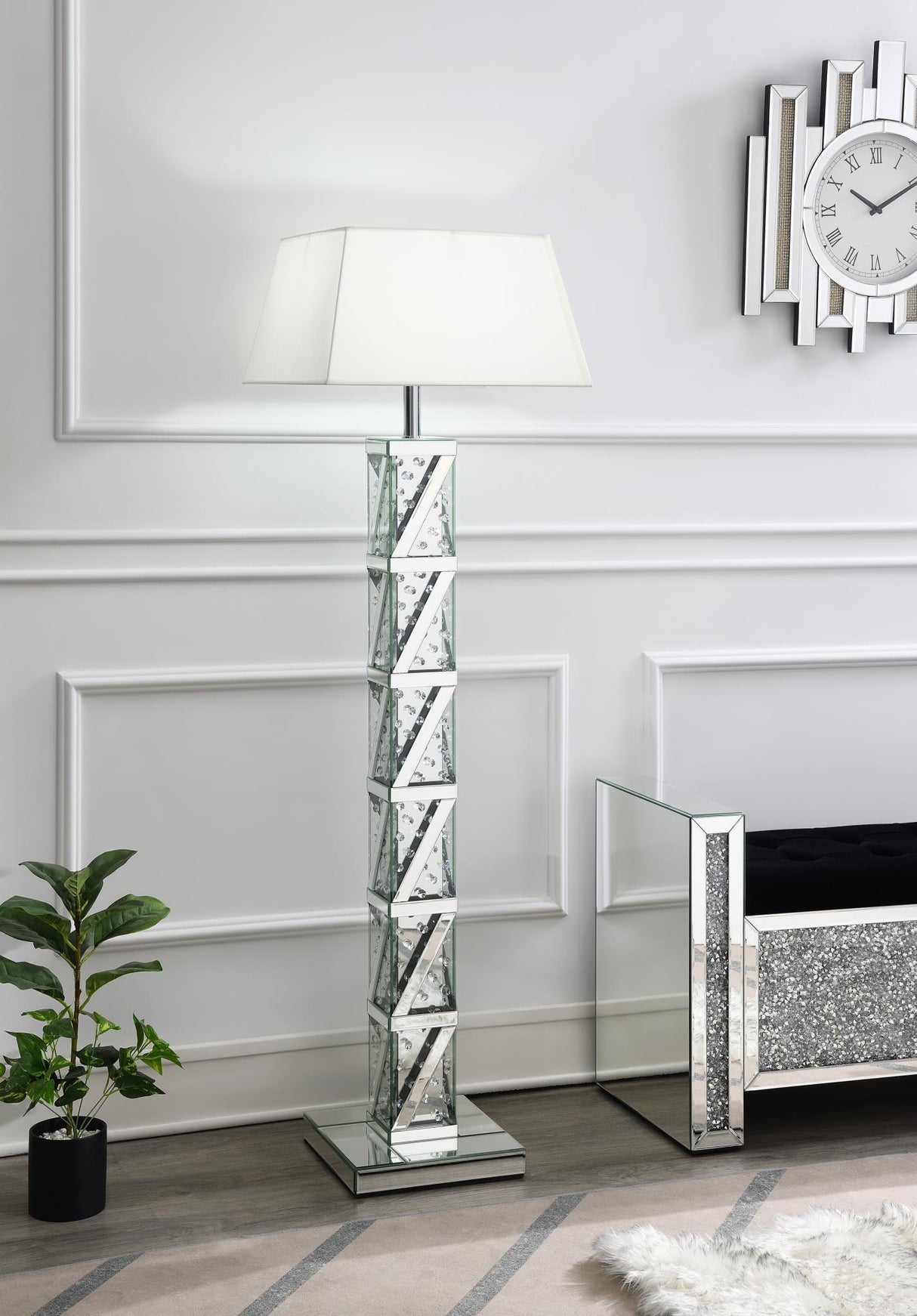 A1025 - LED Floor Lamp (Sold With Lamp Shade A1000-B) - Pearl Silver