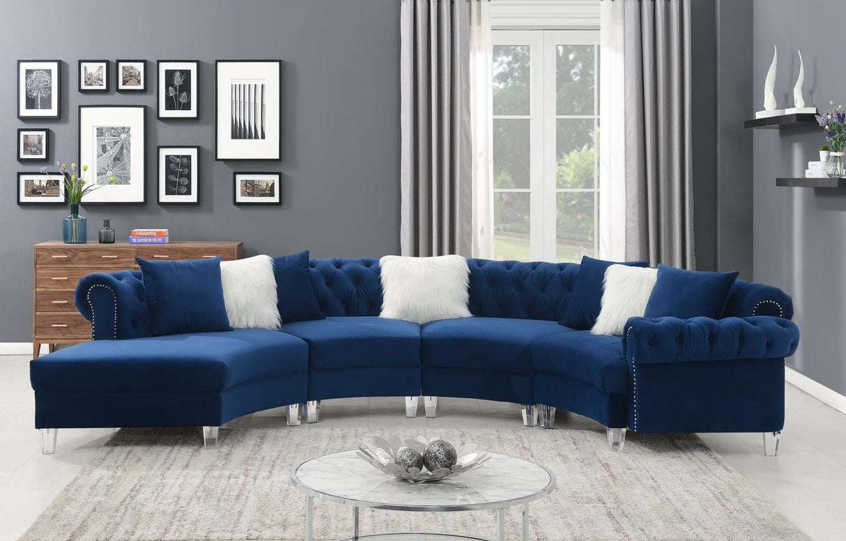 U290 - Velvet 4 Piece Sectional - Navy
