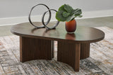 Korestone - Dark Brown - Oval Cocktail Table